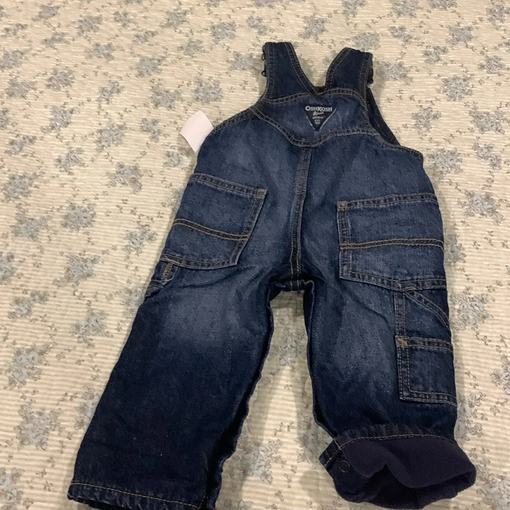 Oshkosh Flannel lined Blue Denim Overalls NEW Size 9 Mo Original Oshkosh Bgosh